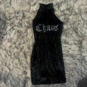 Elegant Black halter Velvet Dress